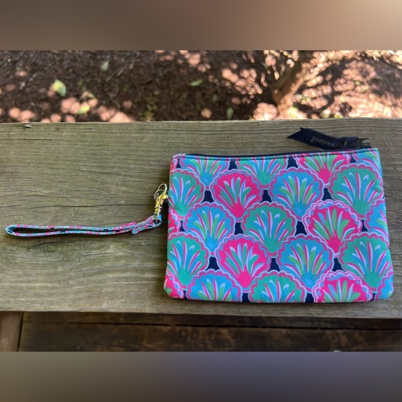 Simply Southern preppy scallop pink green small clutch travel bag beachy - Picture 3 of 9